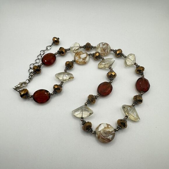 22" Swarovski Champagne Crystal, Glass and Resin/Shell beaded necklace! - Picture 12 of 13